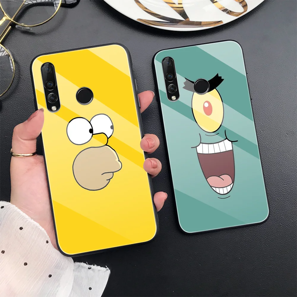 Мультяшный чехол для Huawei P30 P20 P40 Lite Pro Mate 30 20 P Smart Plus 2019 Honor 10 9X Nova 5 стеклянный