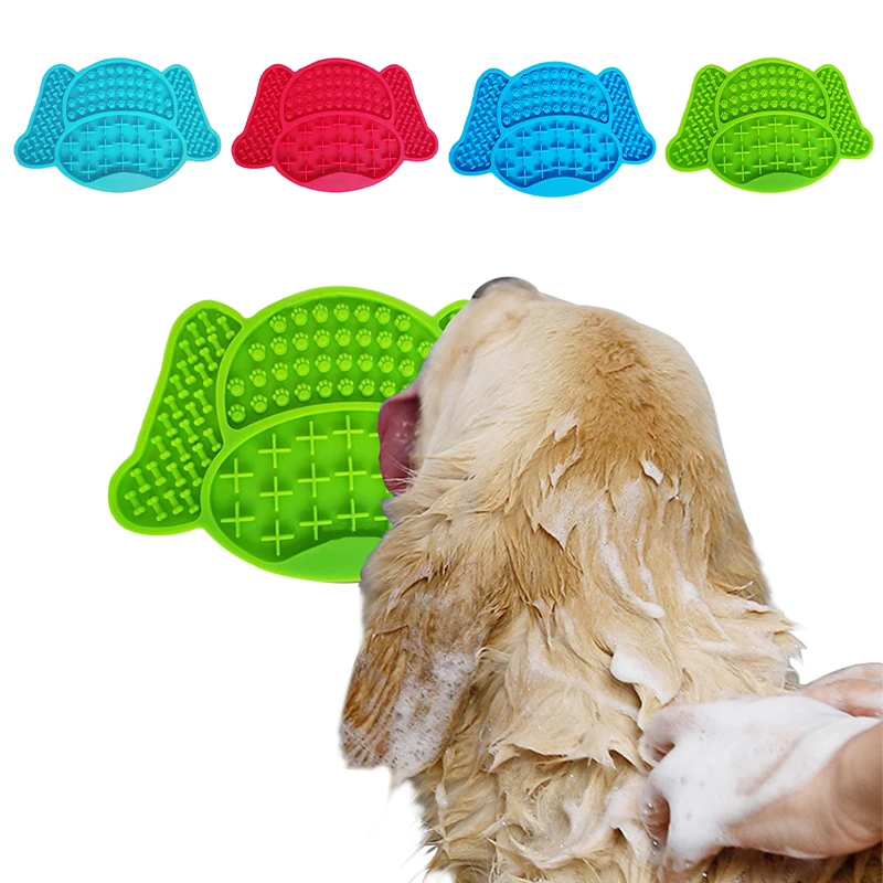 Pet Licking Mat Portable Anxiety Relief Dog Lick Mat Pets Slow Food Plate Dog Bathing Sucker Pad Silicone Dogs Training Supplies
