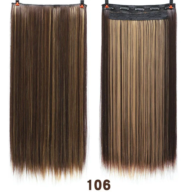 Allaosify 60 см Длинные Синтетические волосы на заколках для наращивания, термостойкие накладные волосы, натуральные волнистые накладные волосы - Цвет: 106