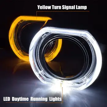 

2Pcs 3inch Car Auto LED Headlight Turn Signal Light Projector Lens Shrouds Mask Waterproof Lens Shrouds Car Accessories