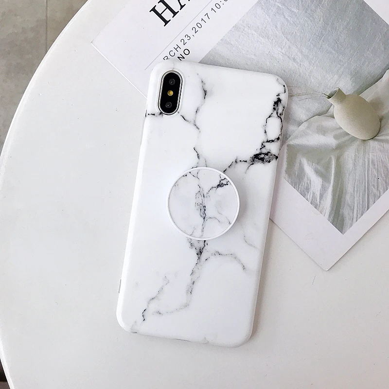 Для iPhone 11 Pro Max X XS XR XS MAX 6S 6 7 8 Plus мраморный Чехол Мягкий Силиконовый ТПУ с подставкой держатель телефона задняя крышка бампера