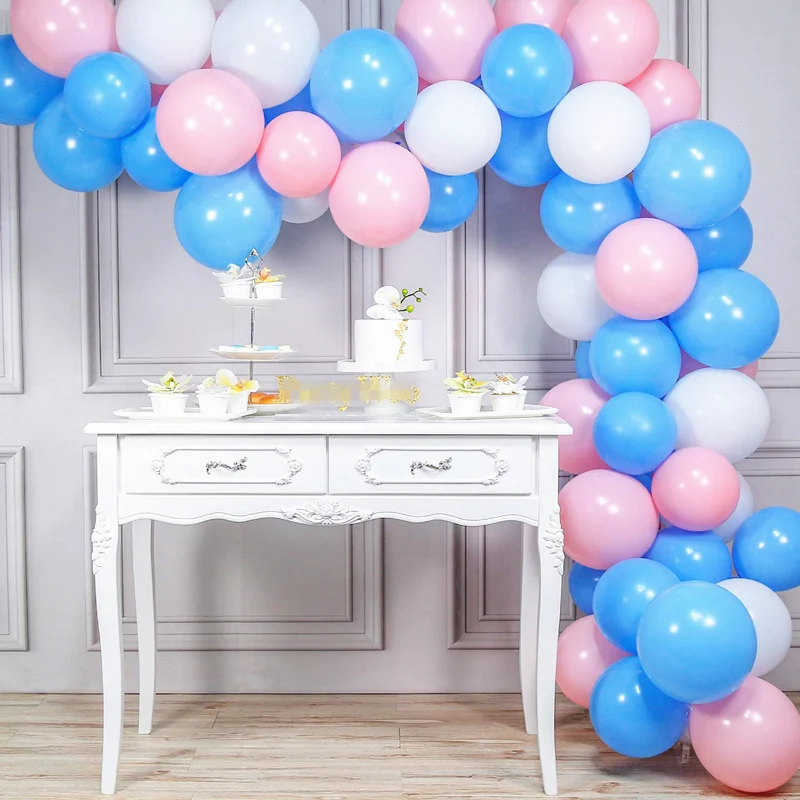 

62pcs/lot Tiffany Blue White Baby Pink Latex Balloon Arch Kit Baby Shower Birthday Party Gender Reveal Garland Latex Decor Balon