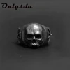 Dropshipping Men's Calvarium Skull Ring With Cross Gothic 316L Stainless Steel Biker Ring Motorcycle Band jewellery Gift Anel 3
