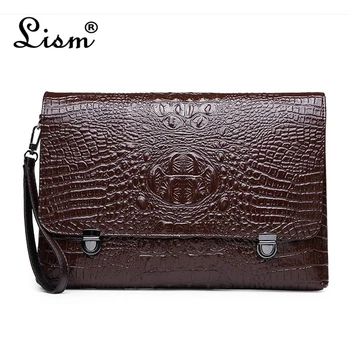 

Men's Bag 2020 New Soft PU Leather Crocodile Pattern Men's Envelope Bag Fashionable Wild Clutch Brown Main