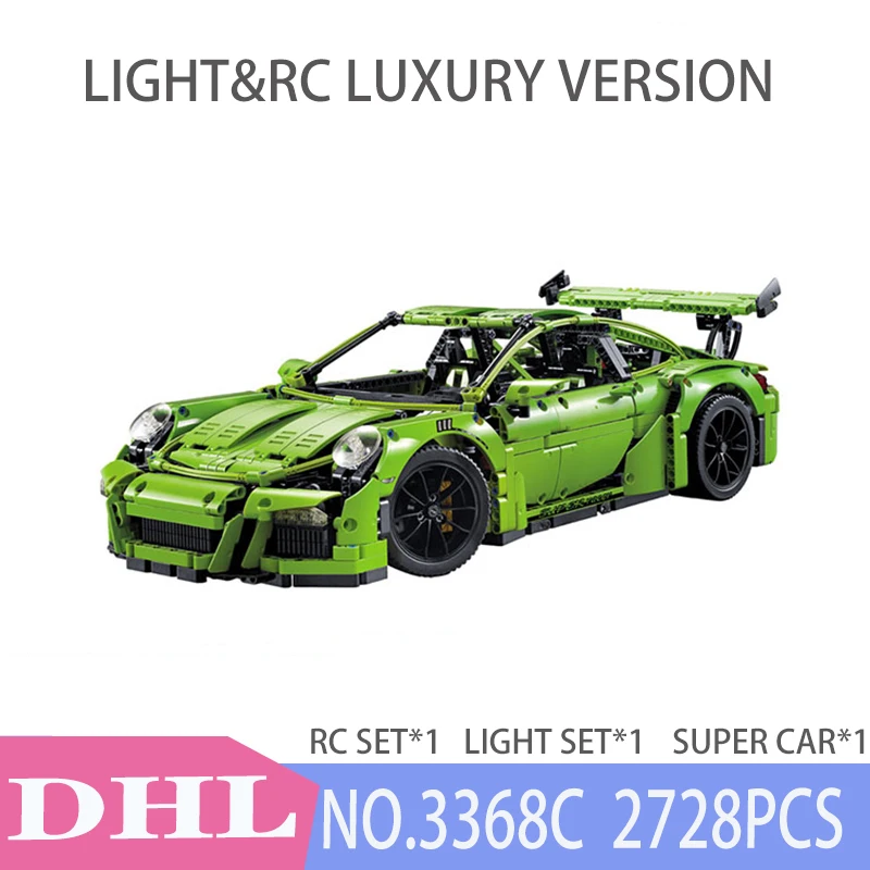 Technic Car Series Supercar Bugattis модель строительные блоки Наборы кубиков детские игрушки, совместимые с IegoSet 42083 подарки в сборе - Цвет: WITH LIGHT AND RC