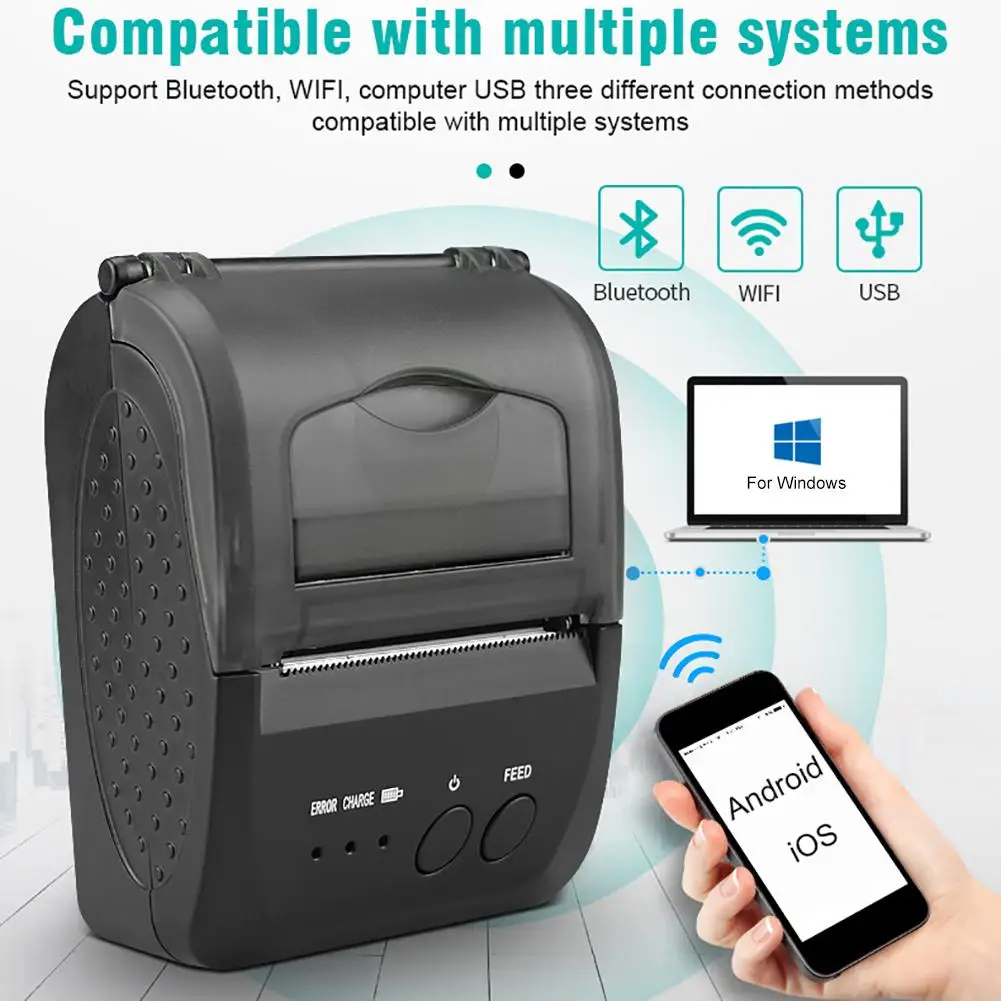Беспроводной Bluetooth термальный принтер мини 58 мм USB POS чековый для Resaurant