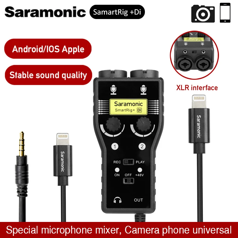

Saramonic SmartRig XLR Microphone Preamplifier Audio Adapter Mixer Preamp Compatible with smartphones Guita Interface adapter