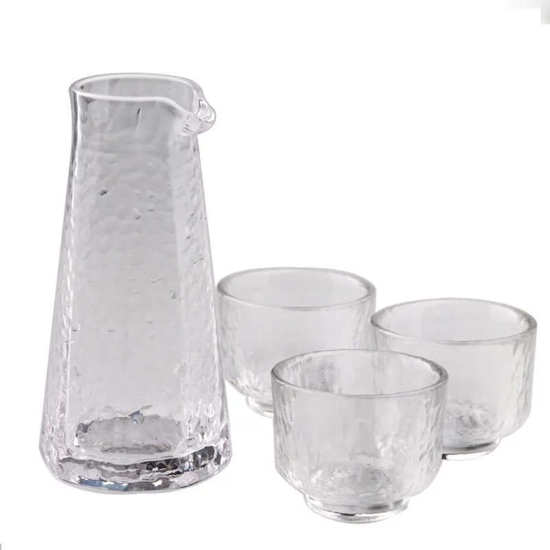 Японский хрустальный стеклянный сервиз для Саке 1 горшок 3 чашки, духи чашки костюм горшок для питья стеклянная бутылка вина чашки набор питьевой здоровый - Цвет: 1pot and 3cup