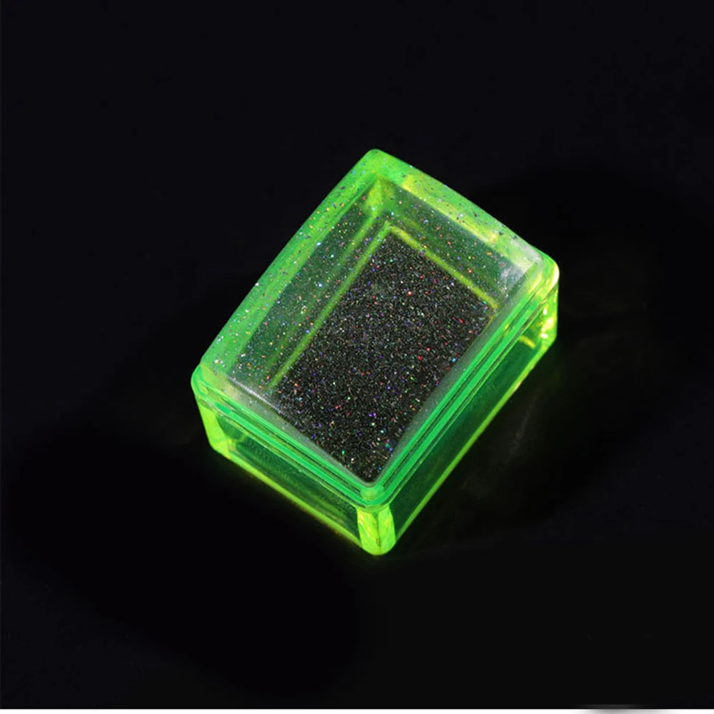 Флуоресцентный лазер для нейл-арта силиконовые штамповочные пластины шаблоны чистый скребковый нож прозрачный с крышкой штамп для ногтей искусство - Цвет: Зеленый