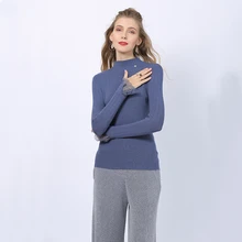 Autumn Winter Women Bottoming Sweater Half High Collar Long Sleeve Ladies Casual Pullovers Lace Solid Female Jumper 2020 Swetry