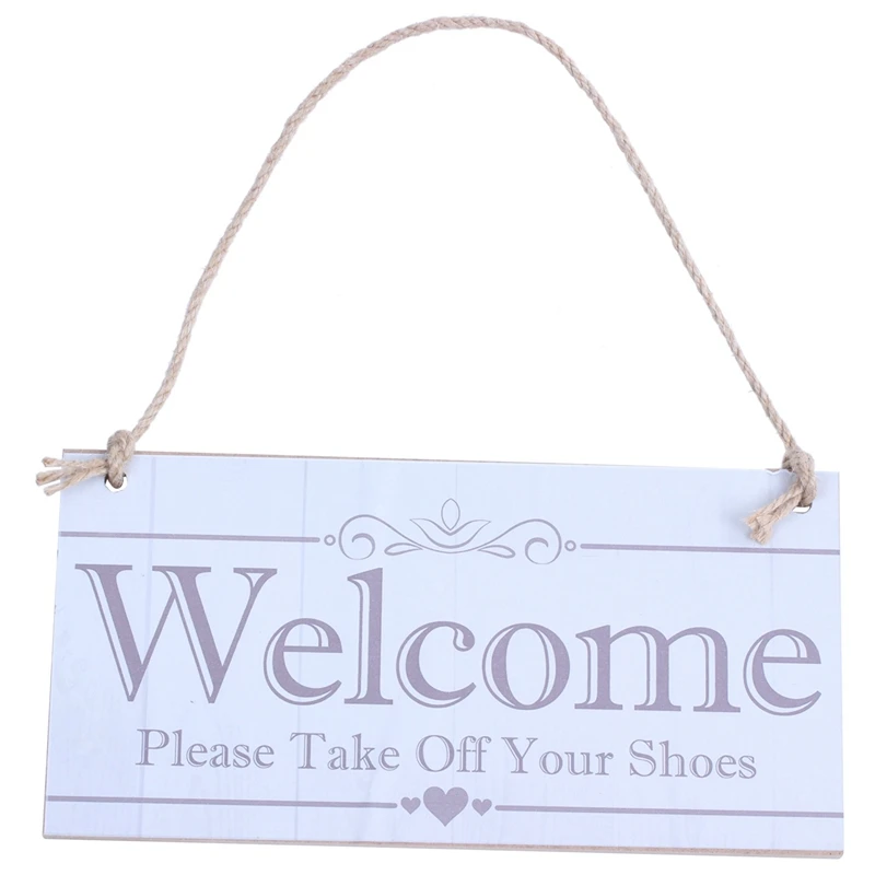 Promotion! Welcome Please Take Off Your Shoes Hanging Plaque Sign House Porch Decor Gift | Дом и сад