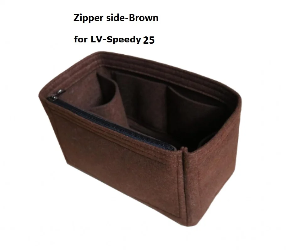 side-zip coffee 25 SPEEDY 25 30 35 войлочная вставка сумка женская вставка Органайзер Сумочка Органайзер с карманами для сумка для косметики Органайзеры - Цвет: side-zip coffee 25
