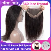 Bling Hair бразильские прямые волосы 360 кружева лобовое закрытие с детскими волосами предварительно вставленные Remy человеческие волосы закрытие натуральный цвет