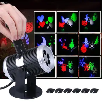 

TPFOCUS Creative LED Projection Lamp Stage Light with 6 Film Cards for Christmas Halloween Valentine's Day Birthday KTV Club