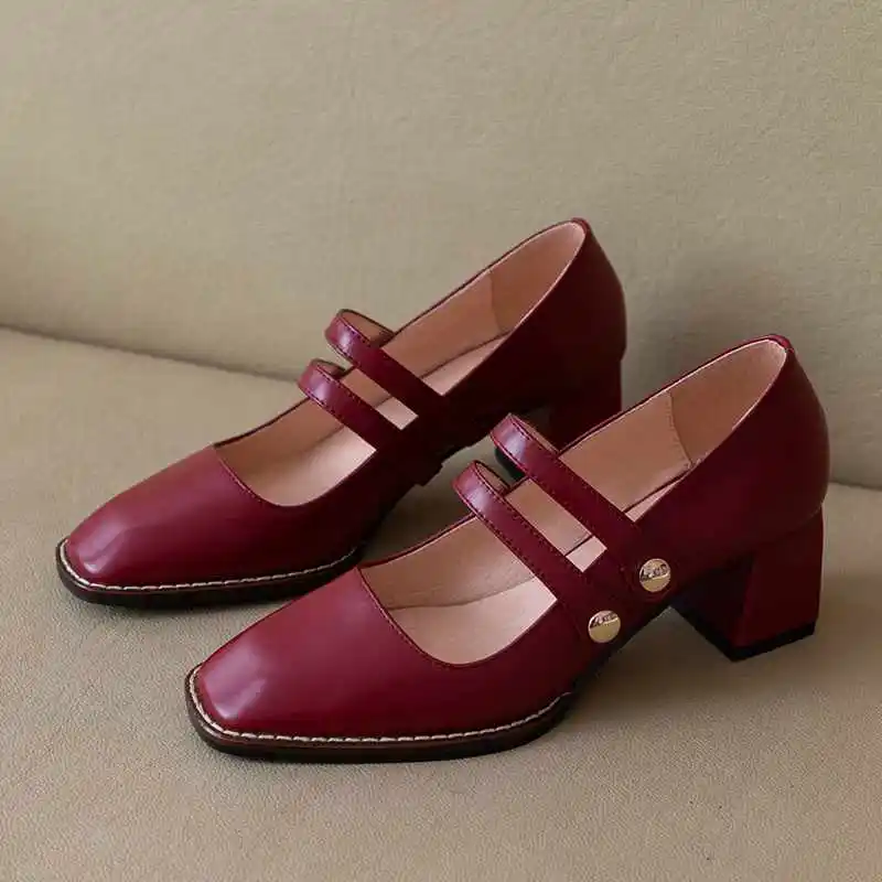 Туфли лодочки Mary Janes из кожи с натуральным лицевым покрытием на высоком