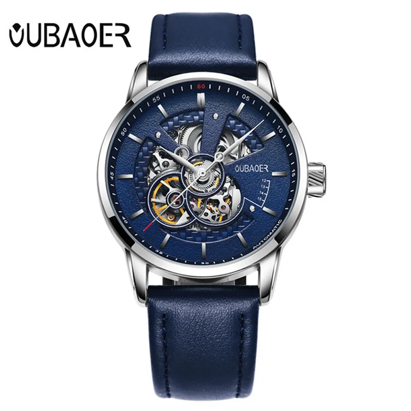 Oubaoer Opel дети Ob2001a Мужские автоматические часы, простые модные кожаные часы с ремешком, спортивные деловые часы