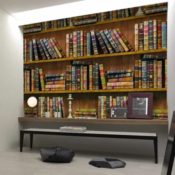 

Wallpapers 10Mx45CM Bookshelf Book Pattern Self-adhesive Home Decor Wall Stickers Living Room Study Room Wall Paper Wall Decals