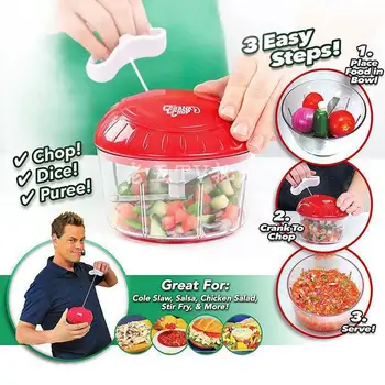 

TV New Food Quickly Chopper Multi-function Manual Pull Rope Cutter Meat Grinder Mince Puree Vegetable Machine
