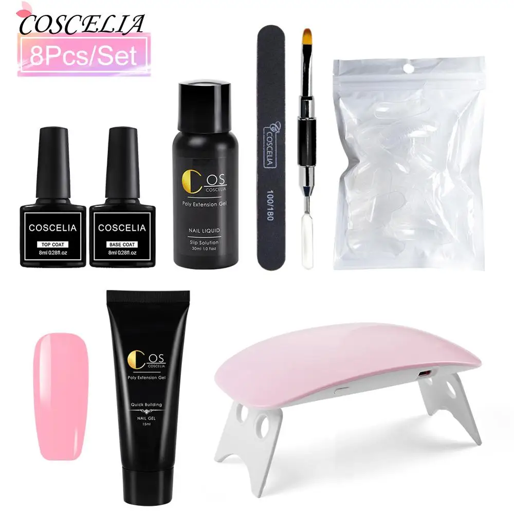 

COSCELIA 15ML UV LED Hard Gel Acrylic Builder Gel Nail Lamp Extend Builder Poly Gel Kits Finger Nail Extension