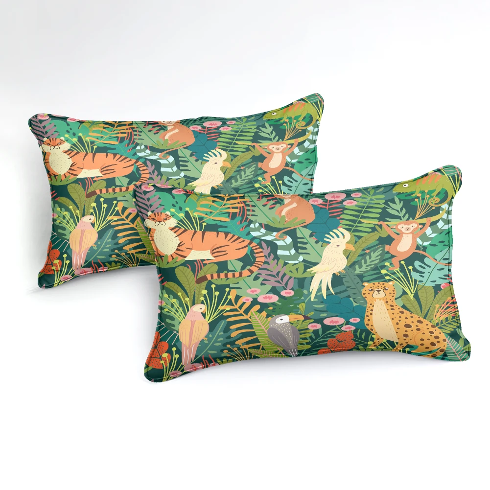 Animais selvagens cama tropical plantas capa de