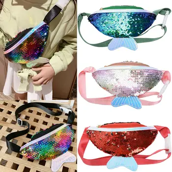 

New Children Kids Glitter Sequins Waist Fanny Pack Belt Bag Travel Hip Bum Bag Women Girls Small Purse Chest Pouch