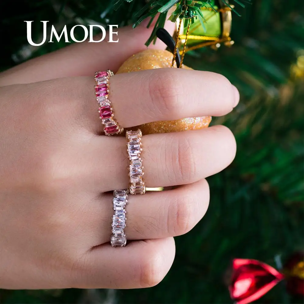 UMODE роскошное свадебное Помолвочное кольцо для женщин винтажное обещающее кольцо с кубическим цирконием кольцо с кристаллами корейское Ювелирное кольцо UR0572C