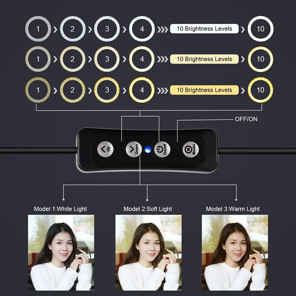 PULUZ 10 дюймов Usb 3 режима регулируемое светодиодное кольцо Vlogging селфи фотография видео свет с холодным башмаком штатив шаровой головкой Зажим для телефона