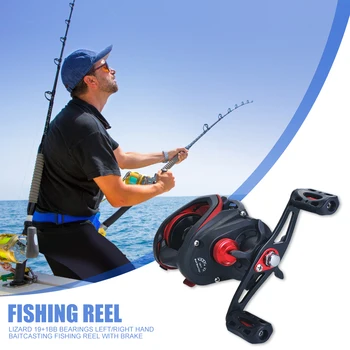 

Left/Right Hand Fishing Reel Lizard 19+1BB Baitcasting Lure Outdoor Portable Hard Carrying Fishing Reel with Brake System