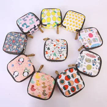 

Girls Sanitary Pad Organizer Napkins Storage Bag Small Cartoon Wallet For Coin Cosmetic Card Pouch Case Zipper Purse