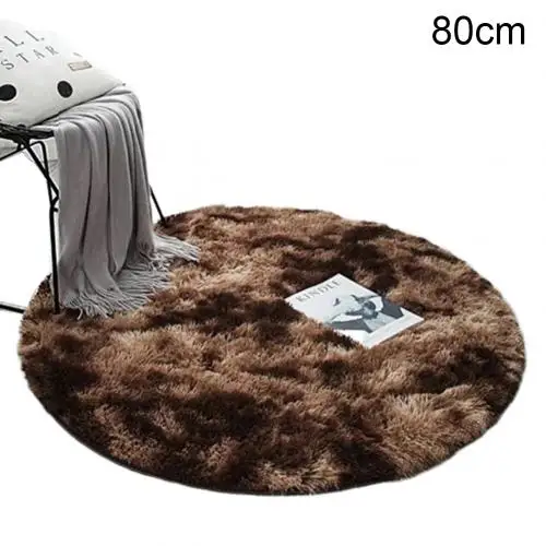 Пушистый круглый ковер ковры для гостиной Декор ковры из искусственного меха детская комната длинные плюшевые Коврики для спальни мохнатый ковер современные коврики - Цвет: Coffee 80CM
