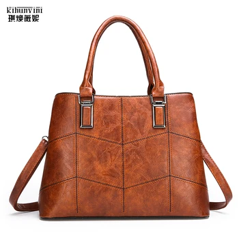 

KIHUN women's bag leather handbag 2020 new design ladies purse and handbags sac a main bolsos feminina patchwork new hand bag