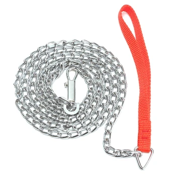 

Practical 1.6m Heavy Duty Metal Chain Dog Puppy Walking Lead Leash Clip Red Handle