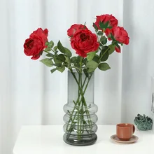 1 sztuk sztuczne sztuczne kwiaty Austin róże dekoracje ślubne sztuczne kwiaty domu salon dekoracji kwiaty tanie tanio CN (pochodzenie) 1 pc Pulpit GAŁĄZKA