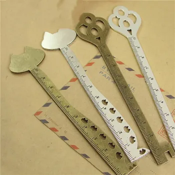 

1 Pcs Retro Vintage Style Metal Alloy Ruler Bookmarks for School Office Supplies Stationery