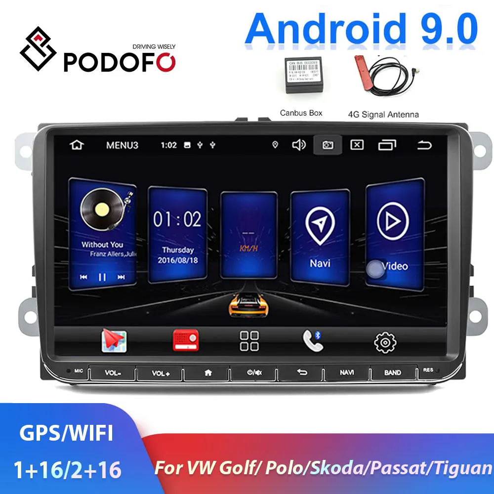 Podofo 9 &quot2din Автомагнитола Android 0 gps Navi автомобильный мультимедийный плеер для Volkswagen