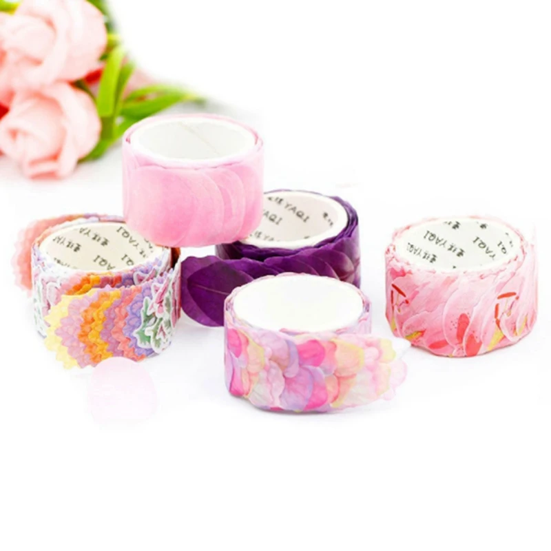 200PCS/Roll Flower Petals Washi Tape Decorative Masking Tape Fragrance Washi Tape Scrapbooking Diary Paper Stickers