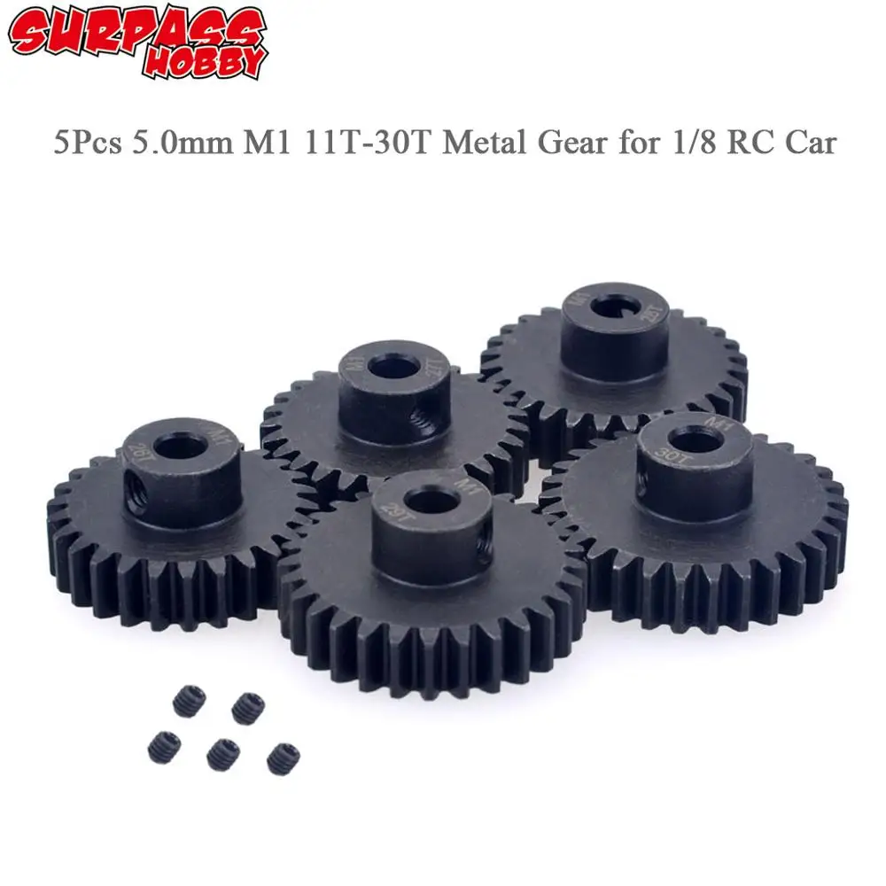 Superare Hobby 5Pcs M1 5 Millimetri 11T-30T Metallo Pignone Gear Combo Set Per 1/8 Rc Buggy Auto Camion Spazzolato Motore Brushless
