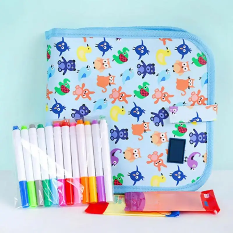 Многофункциональная многоразовая рисованная книга, доска для рисования, тонкий дизайн, доступная простая в использовании игрушка с 12 цветными ручками