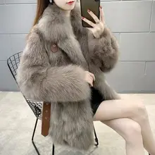 Aliexpress - 2021 Faux Fox Fur Fur Coat WOMEN’S Top Mid-length Fur Fluffy Woman Overcoat Winter Luxury Fashion