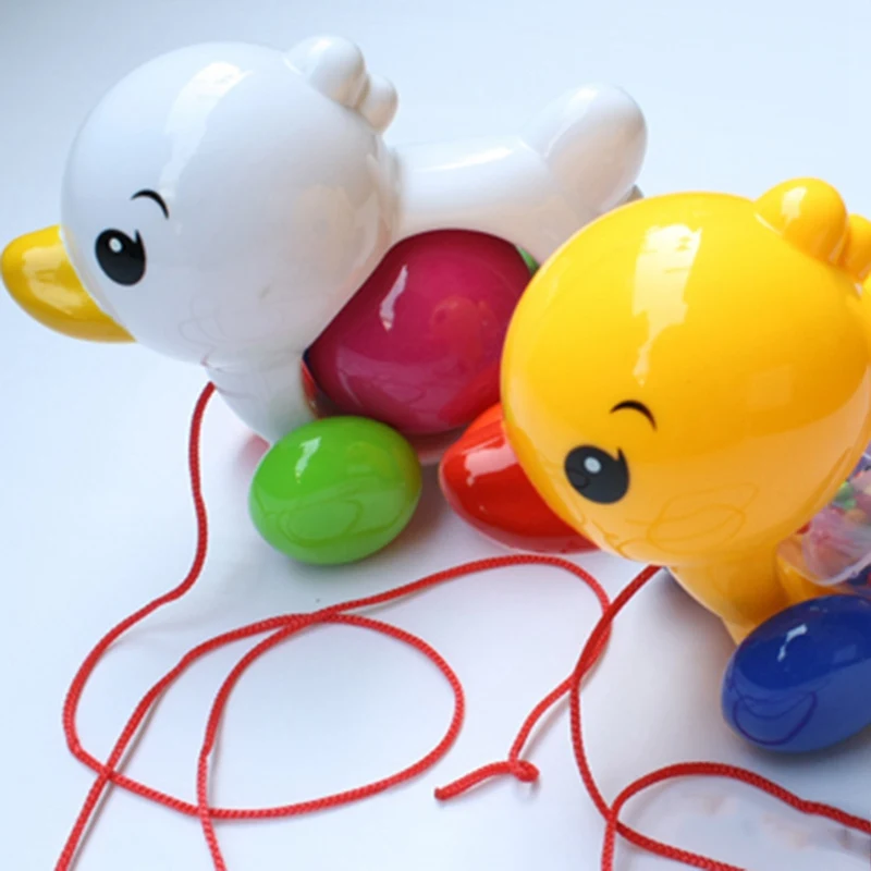 Потяните веревку Забавные милые для детей Cartton Duck Pull утенок обучающие игры игрушки-цвет случайный