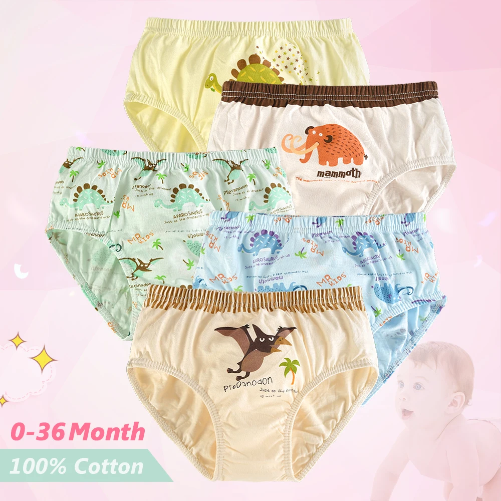 SLAIXIU 5-Pack Child's Underwear Baby Panty Panties for Boys Girls Candy Colors Card Love Cartoon Animal Pattern For 0-36 Month - Цвет: NO.7
