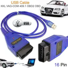 Автомобильный USB Vag-Com интерфейсный кабель KKL VAG-COM 409,1 OBD2 II OBD диагностический сканер автоматический кабель Aux для V W Vag Com интерфейс