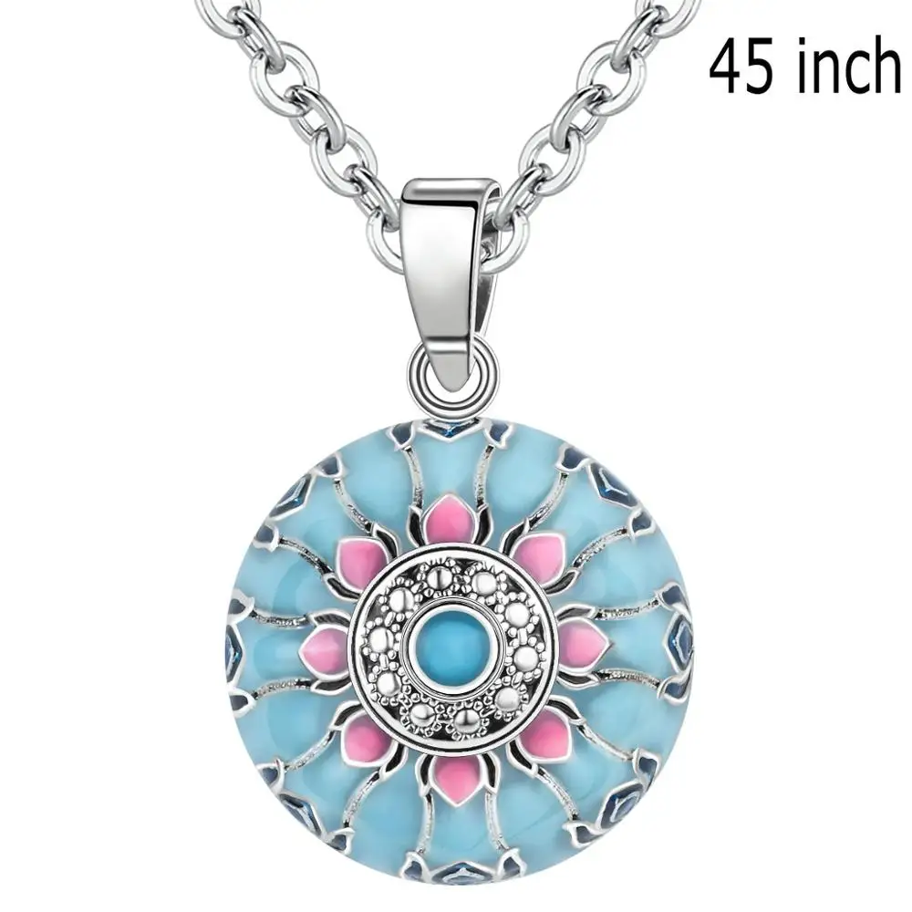 45 inch chain Eudora Синий Розовый Лотос гармония шар ожерелье музыка мексиканский шар для ребенка мама Материнство ювелирные изделия духовный Йога элегантный кулон - Окраска металла: 45 inch chain