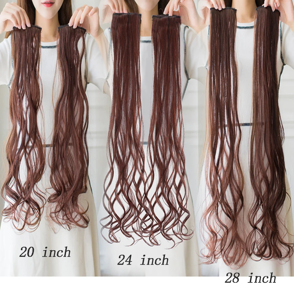 2" 24" 2" Синтетические волосы прямые волосы для наращивания на заколках для наращивания Выделенные волосы высокотемпературное волокно