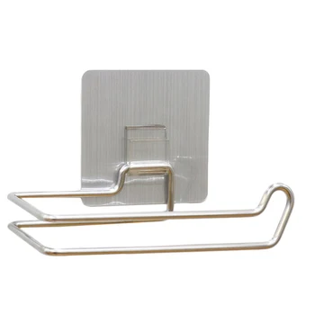 

Toilet Kitchen Roll Paper Holder Stainless Steel Repeatedly Washable Stick Hooks Rack Bathroom Storage Accessories
