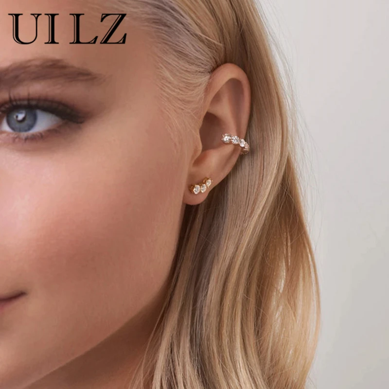 Модные круглые женские серьги манжеты UILZ 1 шт. простые Многослойные клипсы для