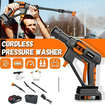 

GUANXIN 20V 24-70Bar Cordless Wireless High Pressure Car Washer Cleaner for Car Cleaning Wash With Gun Nozzles Tip Pipe Filter