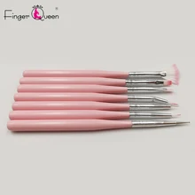 7 шт./компл. дизайн ногтей розовая плоская акриловая ручка для рисования Гель-лак французский дизайн Живопись Расширение строитель инструменты для обработки поверхностей Косметическая кисть
