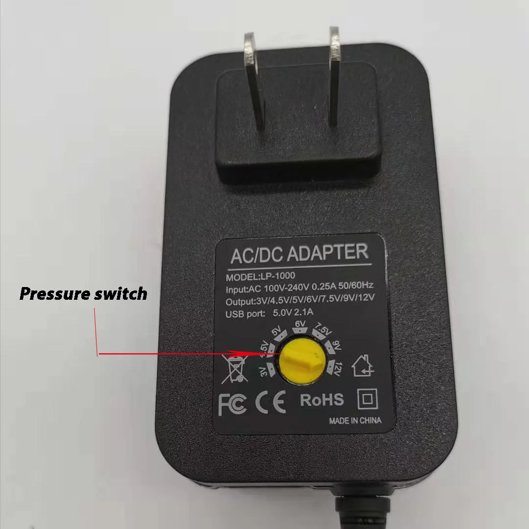 Адаптер 3 в 4,5 в 5 в 6 в 7,5 в 9 в 12 В 2A 2.5A AC/DC Регулируемый источник питания Универсальное зарядное устройство для Светодиодный светильник Светодиодная лента