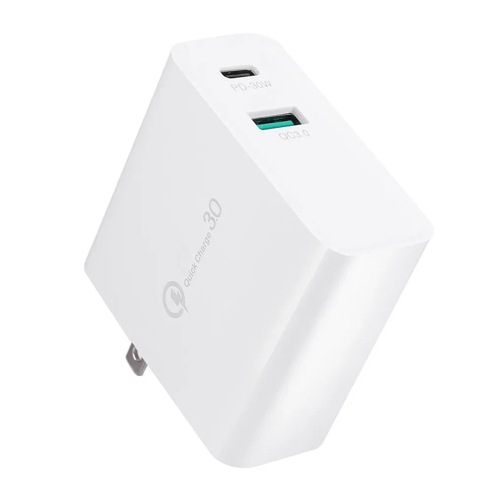 USB QC 3.0 30W Fast Quick Charge USB-C Wall Charger Adapter For iPhone 11 Pro/11 USB Phone Charger Fast Charger Wall Charger